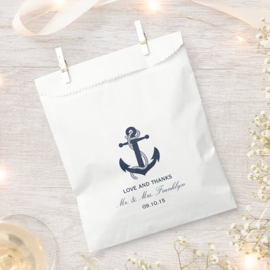Navy Blue Anchor Nautical Beach Hochzeitsnacht Geschenktütchen (Ausgeschnitten)