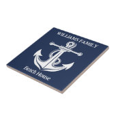 Navy Blue Anchor Nautical Beach Vintag Fliese (Seite)