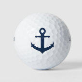 Navy Blue Anchor Nautical Golf Balls Golfball (Vorderseite)