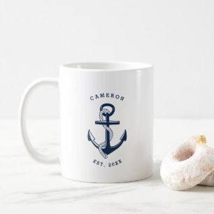 Navy Blue Anchor Nautical persontical Mug Kaffeetasse