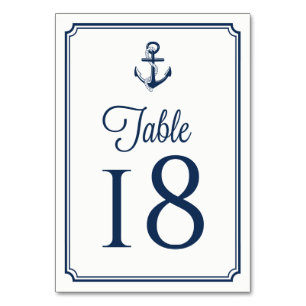 Navy Blue Anchor Nautical Tischnummern Card