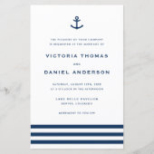 Navy Blue Anchor Nautical Wedding Einladung (Vorderseite)