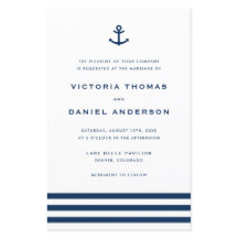 Navy Blue Anchor Nautical Wedding Einladung