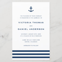 Navy Blue Anchor Nautical Wedding Einladung