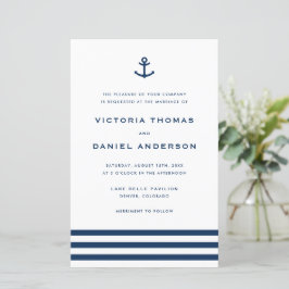 Navy Blue Anchor Nautical Wedding Einladung