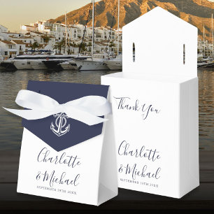 Navy Blue Anchor Nautical Wedding Geschenkschachtel