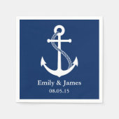 Navy Blue Anchor Nautical Wedding Serviette (Vorderseite)