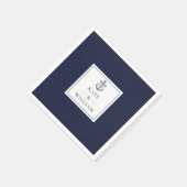 Navy Blue Anchor Nautical Wedding Serviette (Ecke)