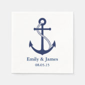 Navy Blue Anchor Nautical Wedding Serviette (Vorderseite)