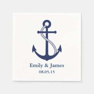 Navy Blue Anchor Nautical Wedding Serviette