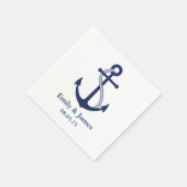 Navy Blue Anchor Nautical Wedding Serviette (Ecke)