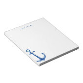 Navy Blue Anchor, nautisch Personalisiert Notizblock (angewinkelt)