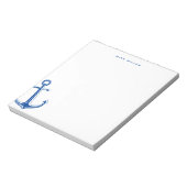 Navy Blue Anchor, nautisch Personalisiert Notizblock (Rotiert)