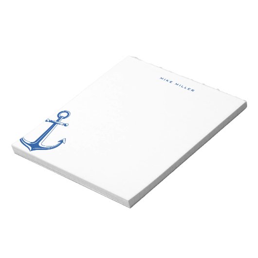 Navy Blue Anchor, nautisch Personalisiert Notizblock (Rotiert)