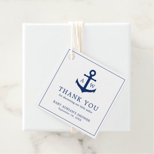 Navy Blue Anchor Niedlich Boy Nautical Baby Dusche Geschenkanhänger (Beispiel)