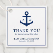 Navy Blue Anchor Niedlich Boy Nautical Baby Dusche Geschenkanhänger (Vorderseite)