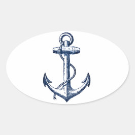 Navy Blue Anchor Ovaler Aufkleber
