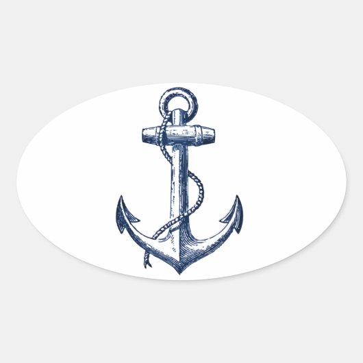 Navy Blue Anchor Ovaler Aufkleber (Vorderseite)