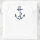 Navy Blue Anchor Ovaler Aufkleber (Tasche)