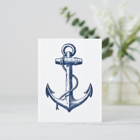 Navy Blue Anchor Postkarte (Stehend Vorderseite)