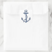 Navy Blue Anchor Quadratischer Aufkleber (Tasche)