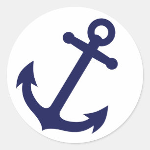 Navy Blue Anchor Runder Aufkleber