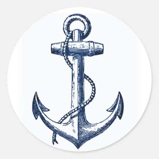 Navy Blue Anchor Runder Aufkleber (Vorderseite)