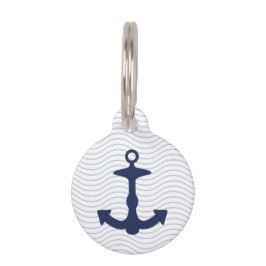 Navy Blue Anchor Silhouette und benutzerdefinierte Haustiermarke