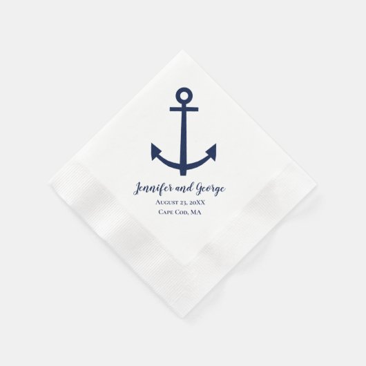 Navy Blue Anchor Wedding Napkins Serviette (Ecke)