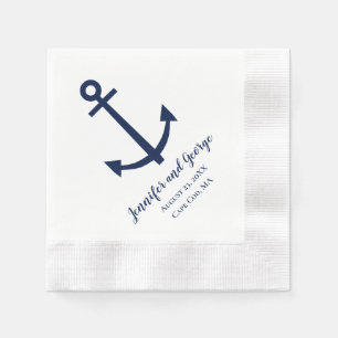 Navy Blue Anchor Wedding Napkins Serviette