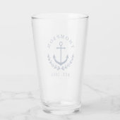 Navy Blue Anchor & Wreath Nautic Name & Year Est Glas (Rückseite)