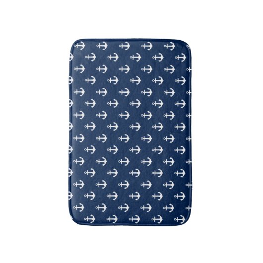 Navy Blue Anchors Pattern Badematte (Vorderseite Vertikal)