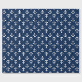 Navy Blue Anchors Pattern Geschenkpapier (Flach)