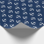 Navy Blue Anchors Pattern Geschenkpapier (Ecke)