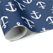 Navy Blue Anchors Pattern Geschenkpapier (Rolleneckpunkt)