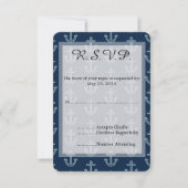 Navy Blue Anchors Wedding RSVP (Vorderseite)