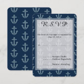Navy Blue Anchors Wedding RSVP Karte (Vorne/Hinten)
