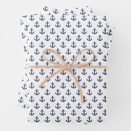 Navy Blue Anchors Wrapping Paper Sheets Geschenkpapier Set (Beispiel)