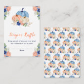 Navy Blue and Blush Floral Pumpkins Baby Dusche Begleitkarte (Vorne/Hinten)
