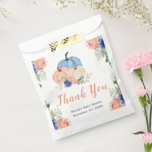 Navy Blue and Blush Floral Pumpkins Baby Dusche Geschenktütchen (Versiegelt)