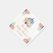 Navy Blue and Blush Floral Pumpkins Baby Dusche Serviette (Ecke)