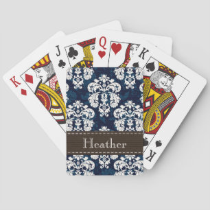 Navy Blue and Brown Damask Bicycle® Playing Cards Spielkarten