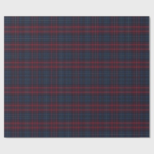 Navy Blue and Burgundy Plaid Wrapping Paper Geschenkpapier (Flach)