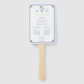 Navy Blue and Chartreuse Chinoiserie Chic Wedding Fächer (Rückseite)