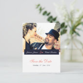 Navy Blue and Coral Foto Save the Date Postkarte (Stehend Vorderseite)