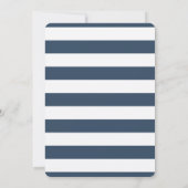 Navy Blue and Coral Stripe Nautical Wedding Einladung (Rückseite)