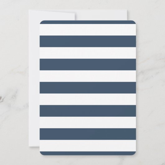 Navy Blue and Coral Stripe Nautical Wedding Einladung (Rückseite)