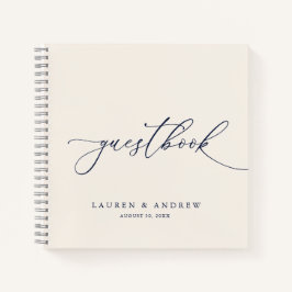 Navy Blue and Cream Minimalistisch Wedbook Notizblock