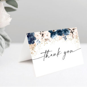 Navy Blue and Dusty Rose Baby Dusche Dankeskarte