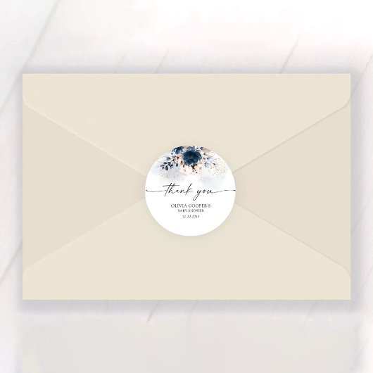 Navy Blue and Dusty Rose Baby Dusche Runder Aufkleber